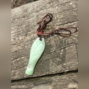 Leaf Pendant Native American Whistle Necklace